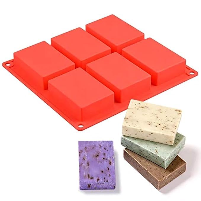 6 Cavity Rectangle Shape Sharp Edges Soap Making Silicone Mould, Multicolor, 22.5 x 20.5 x 2.5 Centimeters-image-25