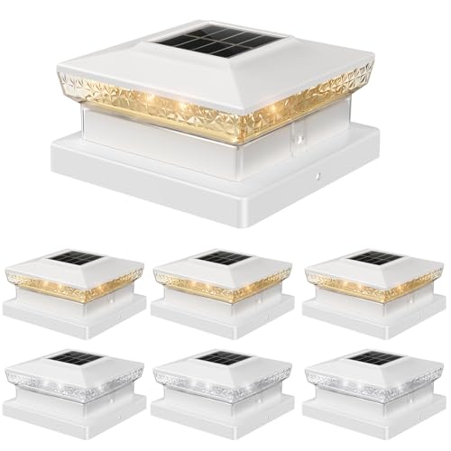 Solar Post Cap Lights, 6 Pack Outdoor Fence Post...
