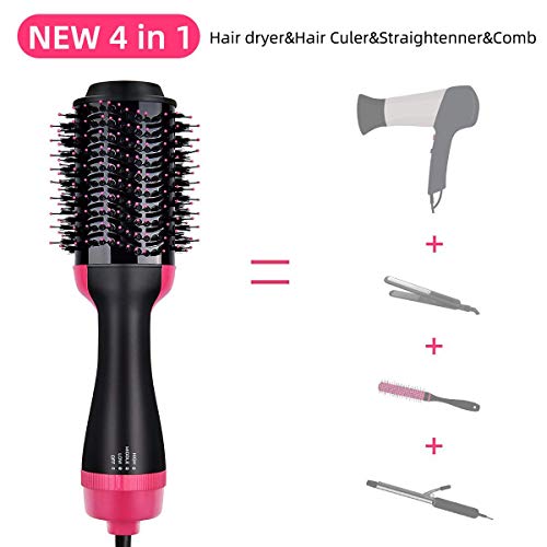 Hot Air Brush, Hair Dryer Brush One Step Hair Dryer & Volumizer 4 in 1 Brush Blow Dryer Styler for Rotating Straightening, Curling, Salon Negative Ion Ceramic Blow Dryer Brush - Thumbnail 3