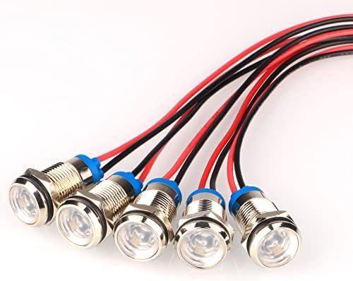 Gebildet 5Pcs 10mm 230V AC LED Metal Indicator Light Waterproof Signal Lamp (Green Orange Red Blue White 5Pcs)