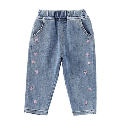 Toddler Girls Jeans Y2K Cartoon Rabbit Applique Denim Pants Loose Casual Elastic High Waist Streetwear Trousers with Pocket2