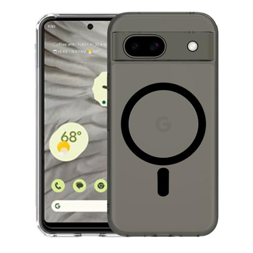 Image of Back Case Cover Compatible for Google Pixel 8A Case, Hard Case with Magnetic Wireless Charging Wireless Charging, PC + TPU Hybrid Technology, Raised Camera Protection (Black)