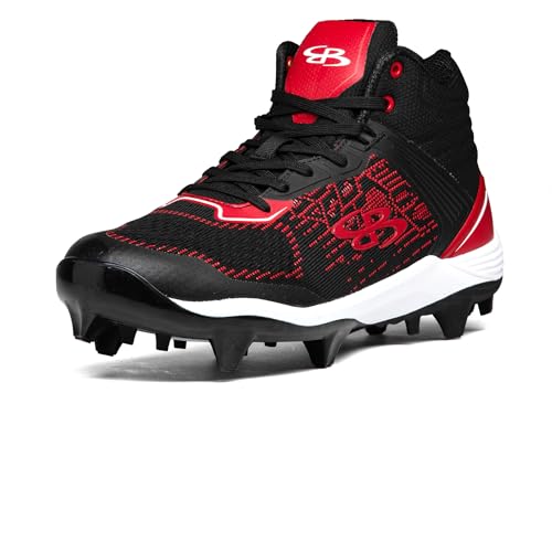 Boombah Viper Pureknit Men's Molded Molded Cleat Mid - Status - Black/Red - Size 7.5