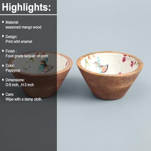Image of SAAGA Mango Wood Nuts Bowl Set of 2-6 x 3 Inch Decorative Wooden Snack & Dry Fruit Bowls | Soup Serving Katori for Kitchen & Dining - Garcinia Papyrus Finish