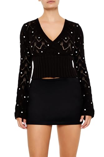 Forever 21 Women's Rhinestone Cropped Sweater