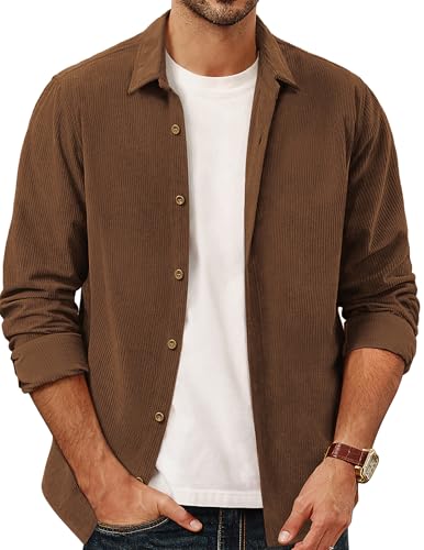 PJ PAUL JONES Men's Corduroy Shirts Casual Button Down Shirt Jacket Lightweight Shacket