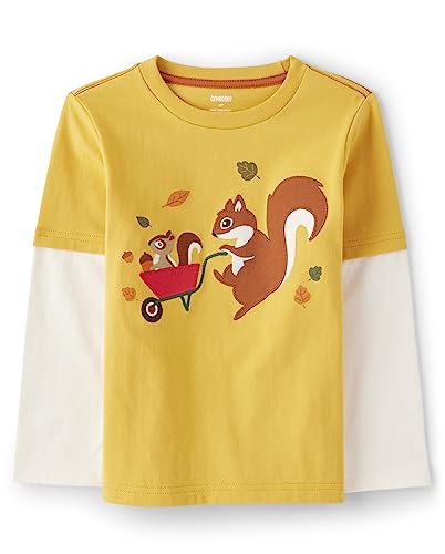 Image of Gymboree Boys and Toddler Embroidered Graphic Long Sleeve Layered T-Shirts