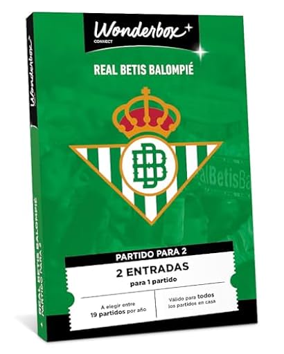 WONDERBOX Connect - Caja Regalo - Real Betis Balompié - 2 entradas para 1 Partido - para Todos los Partidos en casa - Válido Durante 27 Meses | Ya disponible en tu tienda friki favorita! En mundofriki.es!