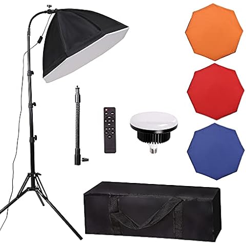 GSKAIWEN 70cm Octagonal Softbox Lighting Kit with Stand, Soft tube RGB Light 80W Dimmable LED Light for Portrait /Product Photography Make Up Tattoo Eyebrow Manicure Beauty Dentistry Cover