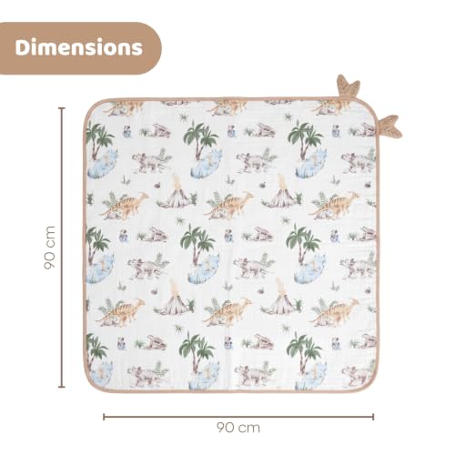 Image of haus & kinder Baby Hooded Wrapper for Newborn | 8 Layer Muslin Cotton Hooded Towel & Blanket with a Belt | Baby Towels for Infants & Toddler | 90 x 90 cm | Wildlands | 0-12 Months