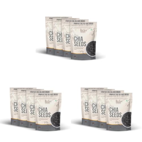 Image of KitchenSmith Premium Chia Seeds - Pack of 12 (200gm Each) | Raw Chia Seeds For Eating | Natural Plant-Based Seeds | Omega-3 Source | Everyday Superfood Use | Clean & Versatile Pantry Essential