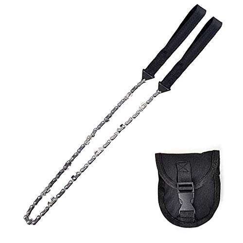 Sierra de cadena de supervivencia de 103 cm, plegable, manual, herramienta de camping para exteriores (negro)
