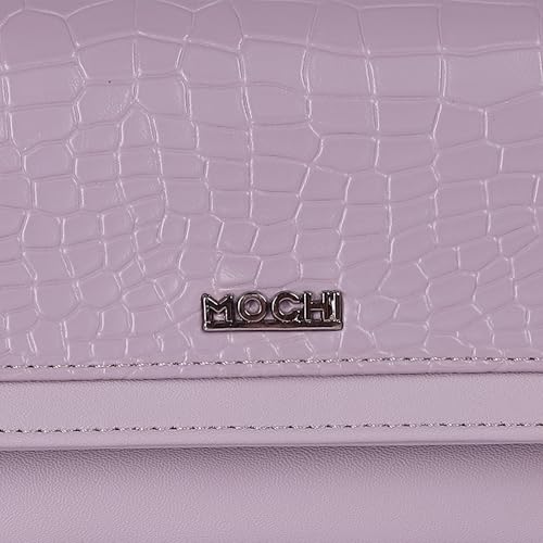Image of Mochi Women Purple Faux Leather Casual Clutch with Premium Metal Logo (95-134)