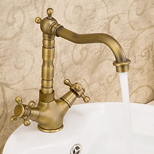 Robinet de salle de bain en laiton rétro pour évier monotrou élégant