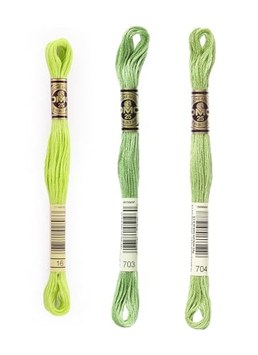 Image of DMC 6-Strand Embroidery Cotton Bundle - Chartreuse Color Family - 3 Skeins of Thread - 8.7yd Skeins
