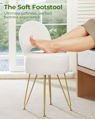 image for GREENSTELL Small Vanity Stool Chair with Storage and Folding Back, 13