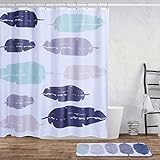 Sunyrisy Shower Curtain Set, Abstract Geometric Bathroom Shower Curtain Sets with 12 Hooks...