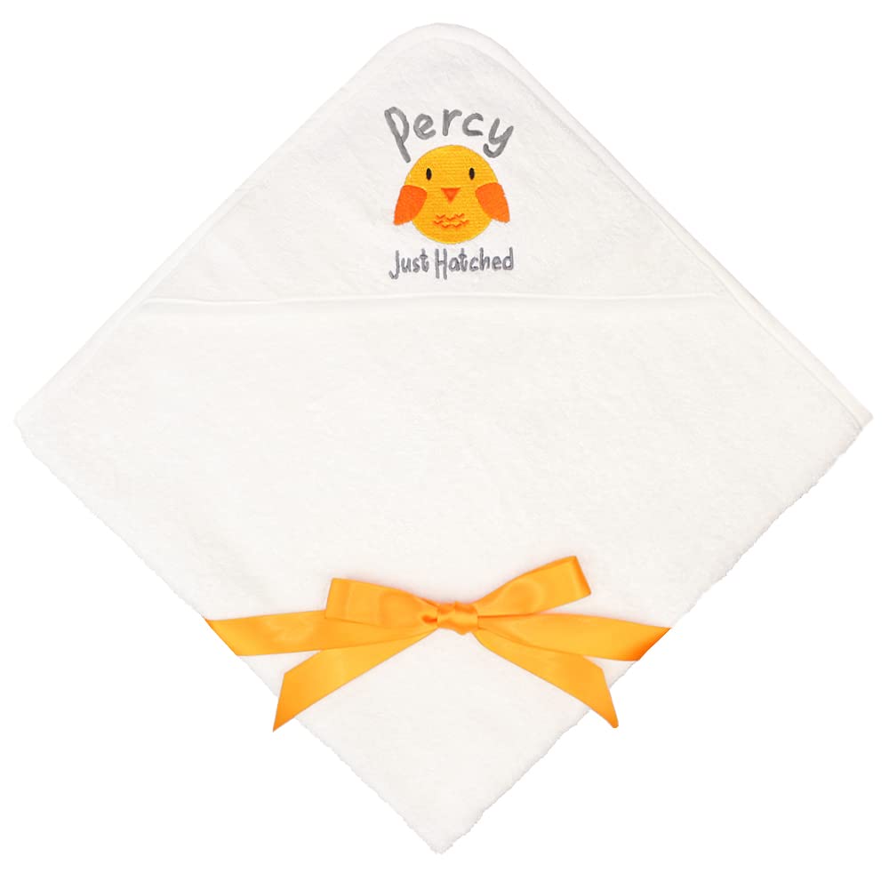 TeddyT's Personalised Easter Chick Just Hatched White Baby Hooded Bath Towel