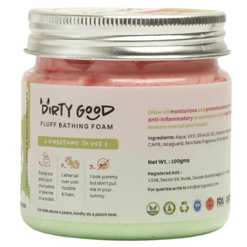 Dirty Good Melon-tastic Fluff Bathing Foam with Olive Oil, Shea Butter & Vit E Oil | Body wash for kids | 100 gm - Image 3