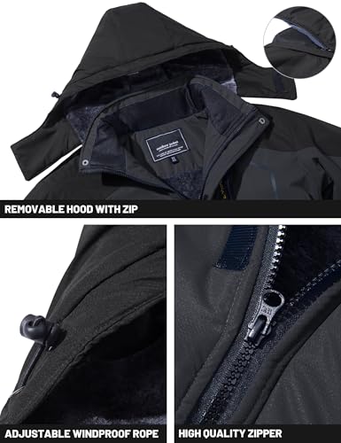 Image of TACVASEN Men's Winter Skiing Jackets Water Resistant Fleece Coats Insulated Thermal Snowboard Jacket Parka Raincoat with Hood