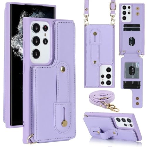 Étui pour Samsung S23 Ultra en cuir violet : ne perdez plus jamais vos cartes et votre téléphone