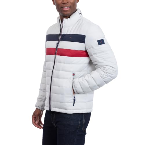 Image of Tommy Hilfiger Mens Embroidered Logo Puffer Jacket