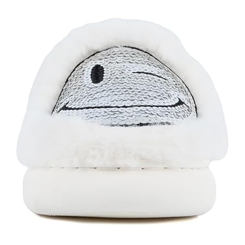 Sugar Women's Fuzzy Slippers – Cozy Indoor Flat Slides for Ladies with Smile Face or Floral Design4