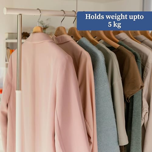 Image of Homestrap Premium Round Bar Wooden Hanger (Pack of 6)| Durable Wooden Garment Hangers with Cut Notches & 360 Degree Swivel Chrome Hook for Hanging Heavy Clothes