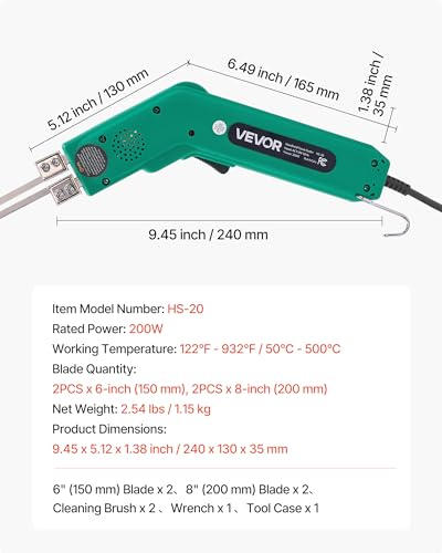 VEVOR Hot Knife Foam Cutter, 200W Electric Foam Cutting Tool, 122℉ - 932℉ Adjustable Styrofoam Cutter with 6" & 8" Cutting Blades for KT Board, Polyethylene, Sponge, Rubber - Tool Box Included - Image 7