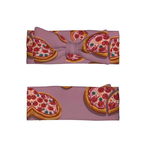 star Pink pizza Printed baby bow headband - Soft and elastic material, suitable for newborns, babies, and toddlers2
