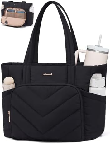 LOVEVOOK Shopper Tasche Handtasche Damen Groß, Leicht Puffer Arbeitstasche mit großem Wasserflaschenfach, 15,6 Zoll Laptoptasche Tote Bag, Lehrertasch Handbags Women für Uni Busine