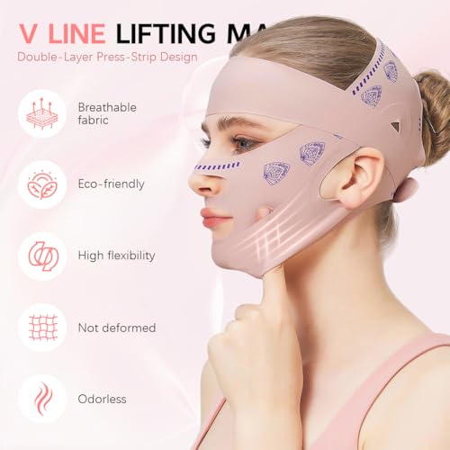 Image of MAYCREATE Double Chin Reducer V Line Face Lifting Mask, Jaw Line Shaper Lift Mask, Face Toning Belts, Anti-wrinkle Lifting & Firming Compression Strap for Sleeping Skin Tightening Belt