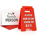 BFF Gifts, Best Friends Forever “I Love You B.F.F.” Mini Sign Set, Birthday Gift for Her, Friendship Day Present with Red Envelope