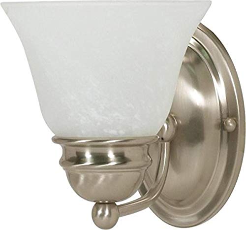 Nuvo 60/340 One Light Empire Wall Vanity, 7 In, Brushed Nickel/Alabaster #TOP16