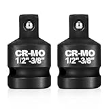 1/2' Female to 3/8' Male Impact Socket Adapter Reducer Set, 2 Pcs Chrome Molybdenum Steel Driver Conversion Adapters, for Sockets and Impact Wrench