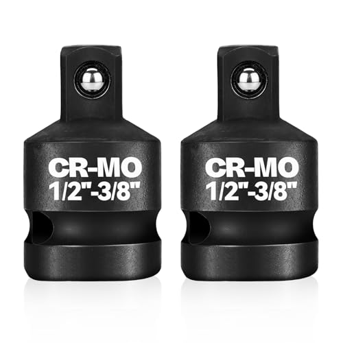 1/2 Female to 3/8 Male Impact Socket Adapter Reducer Set 2 Pcs Chrome Molybdenum Steel Driver Conversion Adapters for Sockets and Impact Wrench