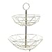 D,casa - Frutero de 2 Altura Metal Dorado para Cocina