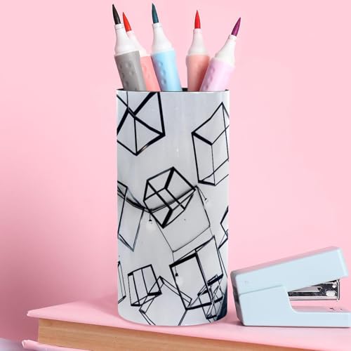 Pot à stylos en métal gris pour bureau et rangement de pinceaux - 7