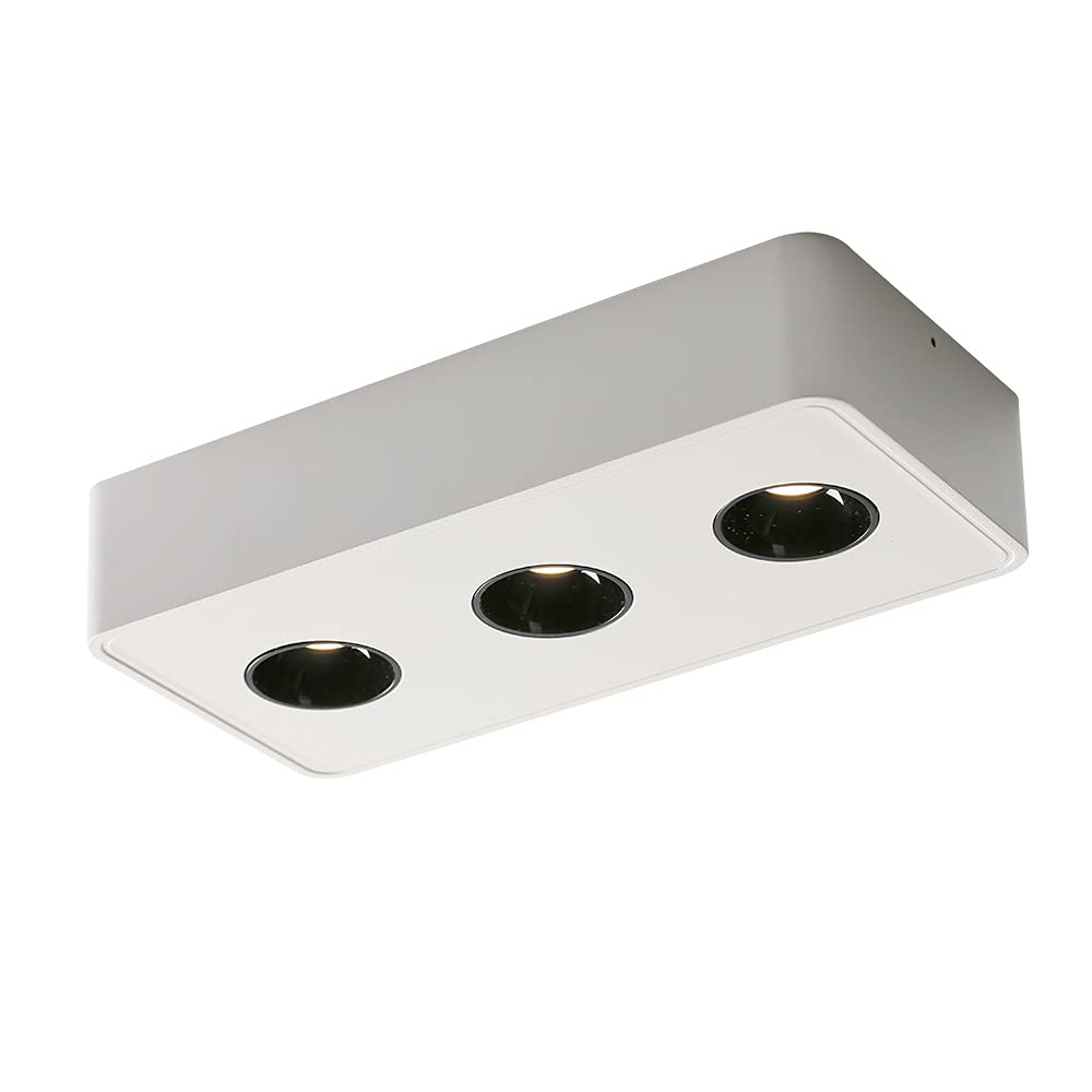 Aisilan LED Three Heads Ceiling Lights Ultra-Thin Modern Ceiling Spotlight Anti-Glare Aluminum Fixture 36W Warm White for Living Room Bedroom