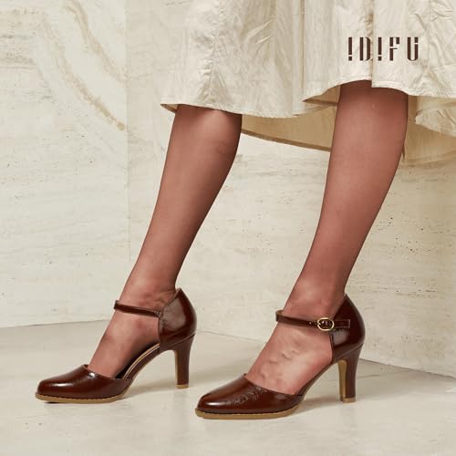 Image of IDIFU IN3 Closed Toe Chunky High Heels Comfortable Dress Shoes for Women