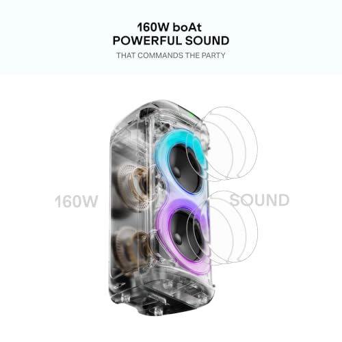 Image of boAt 2026 Launch PartyPal 390 Plus, Karaoke Auto-Tuner, 160W Output, 1 UHF Wireless Microphone, Vibrant RGB LEDs, Hearables App Support, TWS Mode, Guitar Input Port, Multi-Compatibility (Onyx Black)