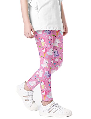 Kiench Mädchen Leggings Lang Stretch-Hosen Muster Pferde Rosa EU Größe 116/5-6 Jahre Etikett 120