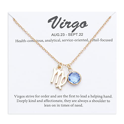 TGOLM 14k Gold Plated Virgo Sign September Birthstone Created-sapphire Crystal ...