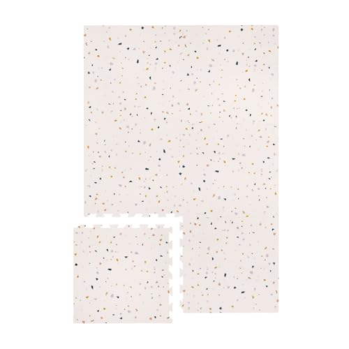 Image of 3 Sprouts 3-in-1 Baby Play Mat - Kids Foam Puzzle Mat with Interlocking Foam Tiles, Safe, Non-Toxic EVA Soft Floor Mats, Terrazzo Pale Pink
