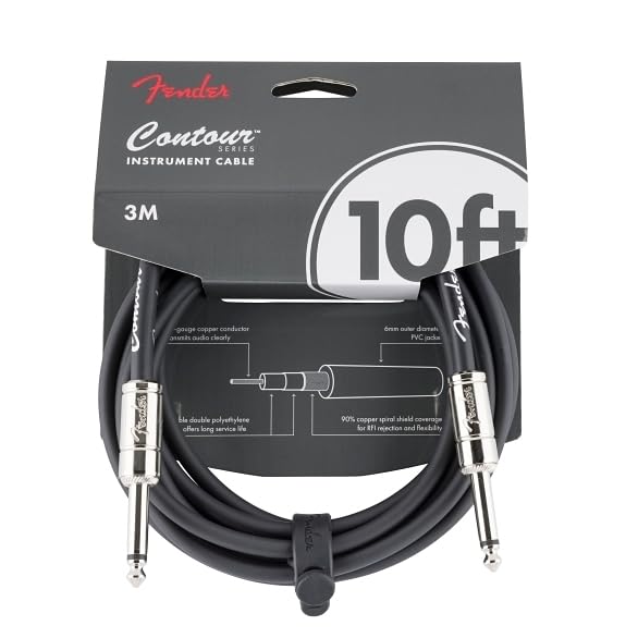 Fender 10' Contour Instrument Cable, Black, 10ft/3M