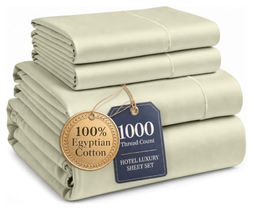 Image of LANE LINEN Extra Deep Pocket King Sheet Set 100% Egyptian Cotton - Linen | Deep King Sheets For Thick Mattress - 4-Piece Set, 16 inch Deep-Pocket Snug Fit, 1000 Thread Count, Guest-Ready Comfort