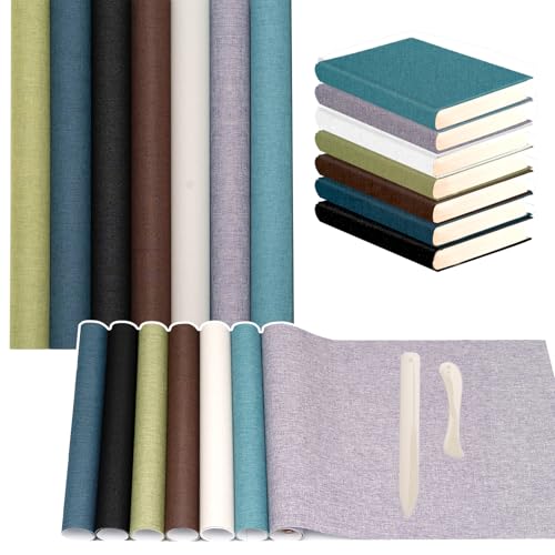 THAMIAO 7 Colors Book Cloth for Book Binding Fabric 17x40 inches Backed Materials Surface Paper for Adult DIY Album Cover Scrapbooking Craft Supplies