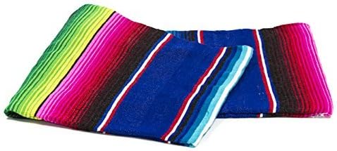 Sarape Mexican Serape Saltillo Cobija Extra Grande, Azul Pesada Manta Auténtica 58 x 78 Pulgadas Calidad Superior 000203