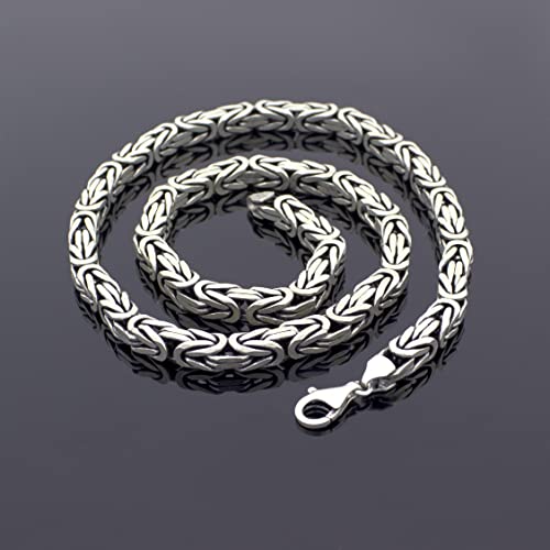 925 Sterling Silver Men's King Byzantine Box Chain Necklace2