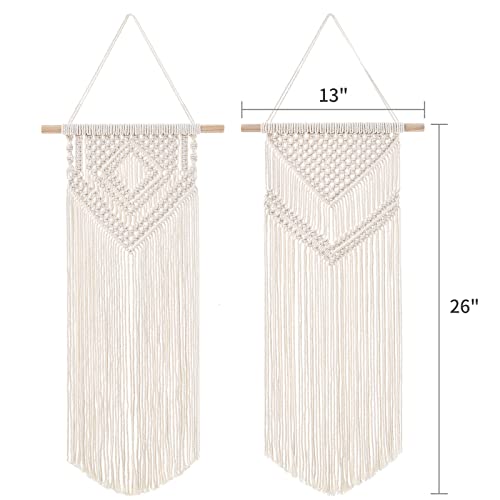Dahey 2 Pcs Macrame Wall Hanging Woven Tapestry Wall Art Decor - Beautiful for Boho Home Decor, Apartment, Nursery, Party Decorations, 26" L×13" W, Medium